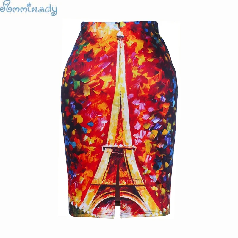 Модная юбка-карандаш для девочек в западном стиле S-4XL яркая Женская с принтом