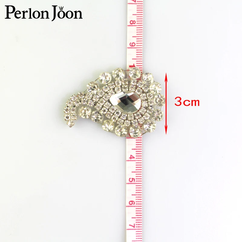 

4pcs DIY silver iron on crystal leaf rhinestone patch glass hot fix applique decoration shoes wedding dress accessories TJ 064