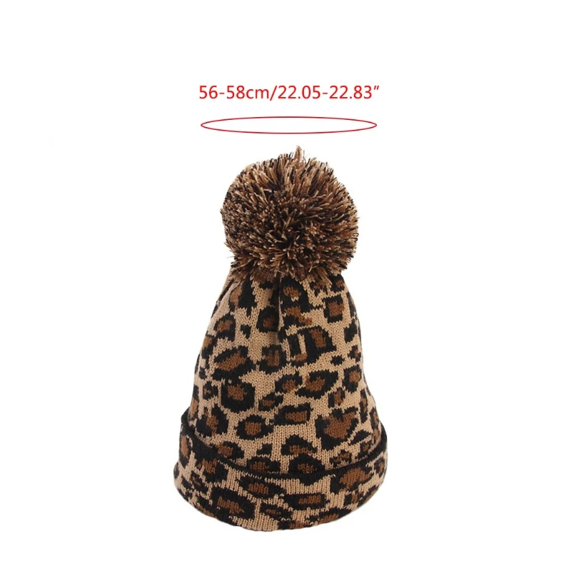 Женская Зимняя Вязаная Шапка бини винтажная с леопардовым узором жаккардовая