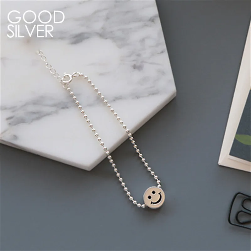 RUIYI Real 925 Sterling Silver Women Stylish Exquisite Smile Face Bracelets Girls Cute Beads Chain Smiling Niche | Украшения и