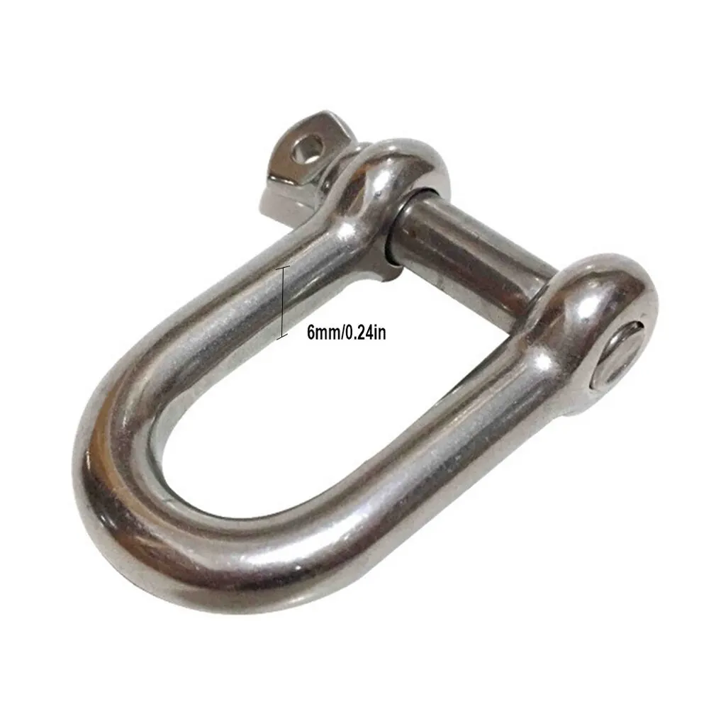 

Stainless Steel Safety Insurance Hook Hook Bearing Plate Type D Shackle 6mm Marine Hardware Accessories