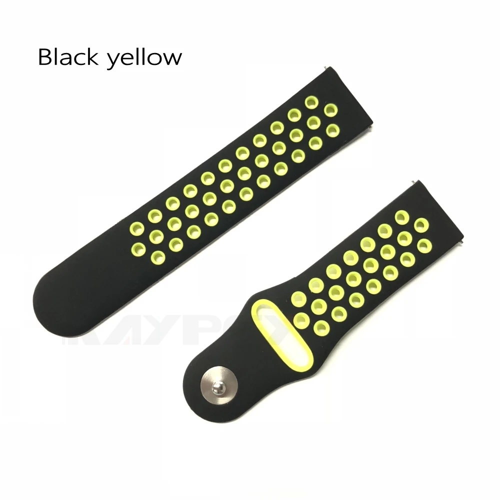 black yellow Красочные Мягкие силиконовые часы ремешок для Xiaomi Huami Amazfit Pace дышащий браслет Сменные браслеты 22 мм ремешок - Цвет: black yellow