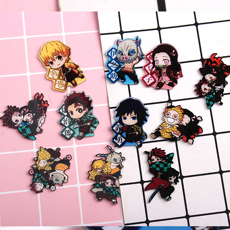 1PCS Kimetsu no Yaiba cartoon hero Badges for Clothing Acrylic Kawaii Icons on The Backpack Pin Brooch Badge y10 | Дом и сад