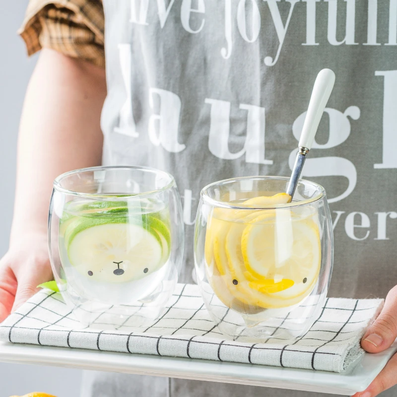 Множество мультяшных узоров жаропрочная Двухуровневая прозрачная стеклянная