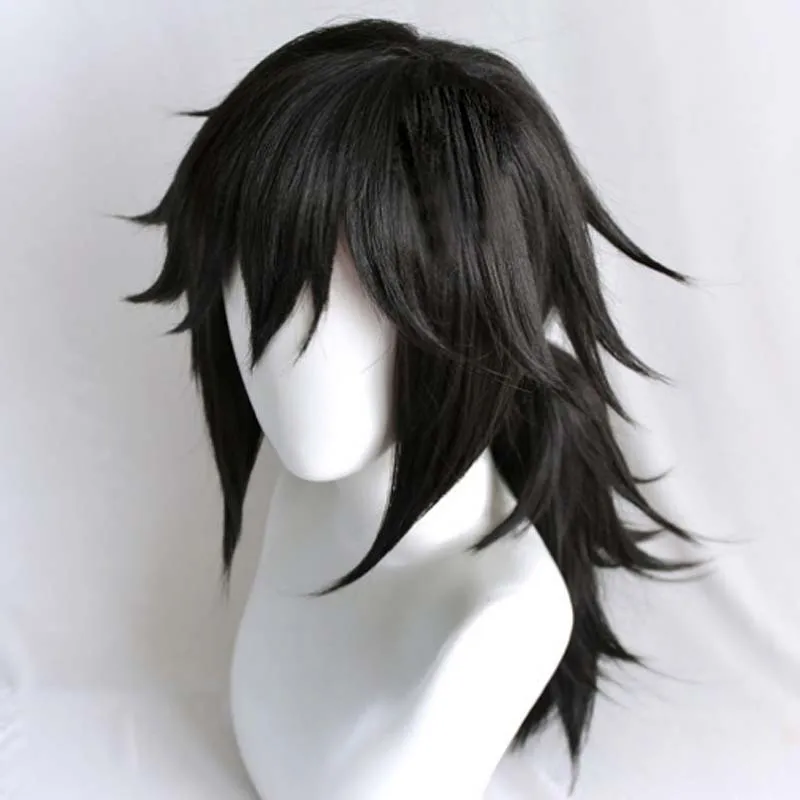 

Anime Demon Slayer Cosplay Short Wig Kimetsu No Yaiba Tomioka Giyuu Black Ponytail Wig Cosplay Unisex High Temperature Wire Wigs