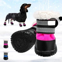 4pcsset dog boots waterproof dog shoes dog booties with reflective rugged anti slip outdoor dog rainsnow boots