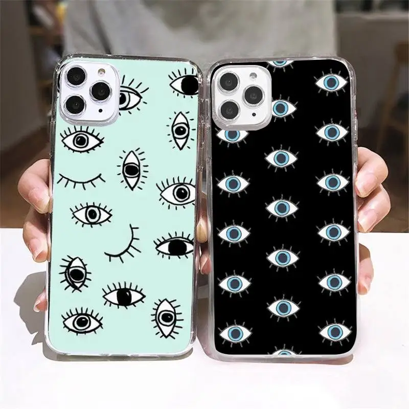 

Evil Eye DIY Luxury Phone Case Transparent soft For iphone 5 5s 5c se 6 6s 7 8 11 12 13 plus mini x xs xr pro max