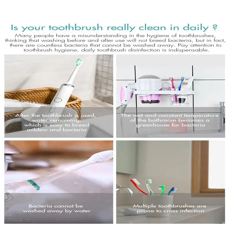 

AMYGOJJ Portable Toothbrush Sterilizer Toothbrush Clean Antibacterial Box UV Light Disinfection Case for Travel