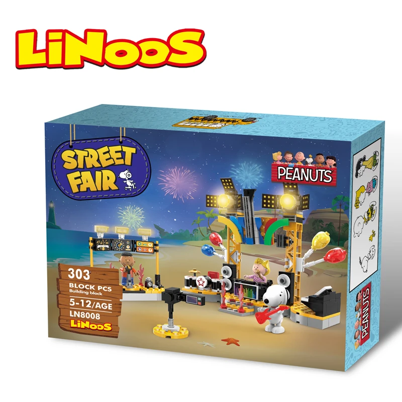 

beach party surprise building brick block toys Snoopys educational LE rocket in space compatible plastic LiNooS peanut hot sales