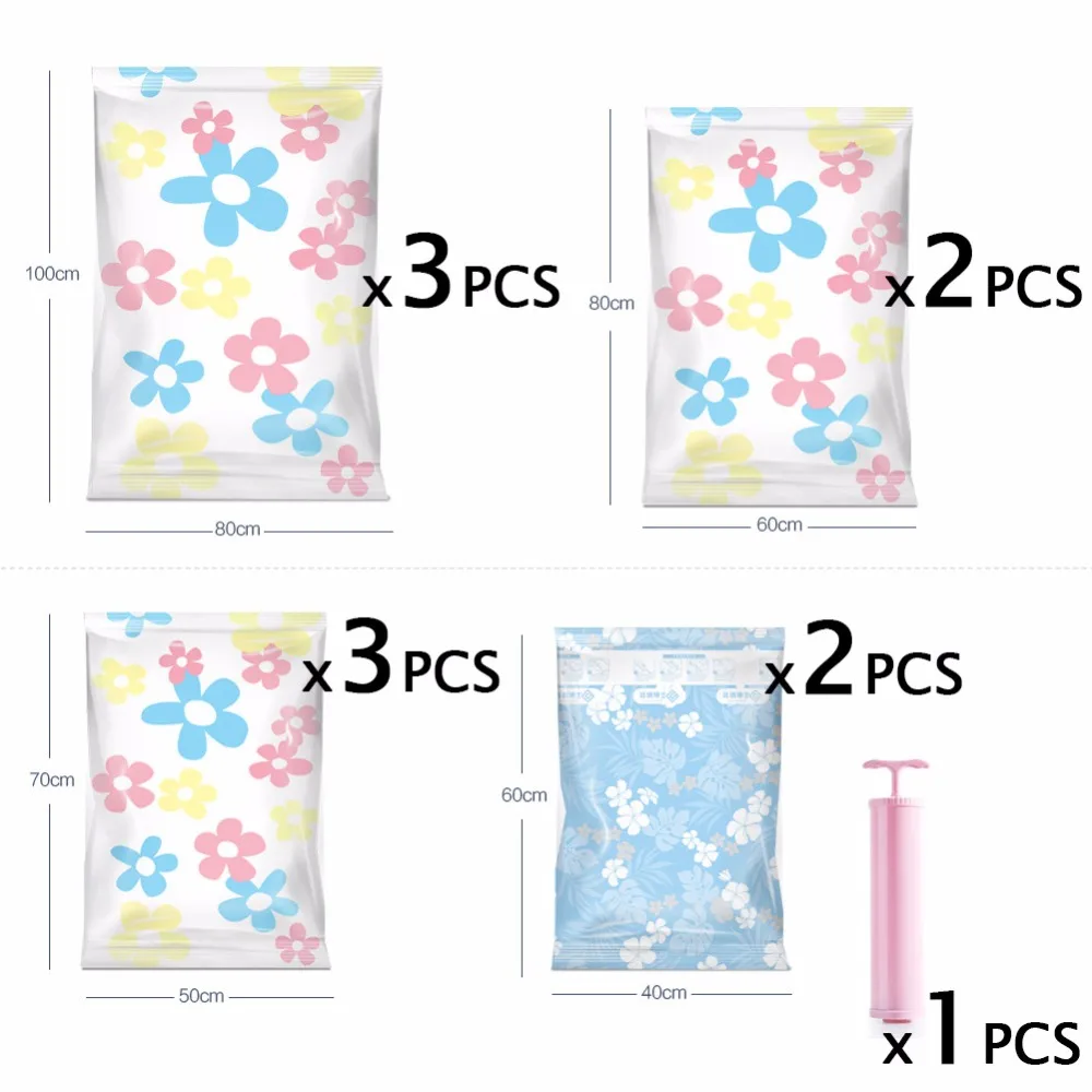 Вакуумная компрессионная сумка набор с насосом органайзер одеяло одежда