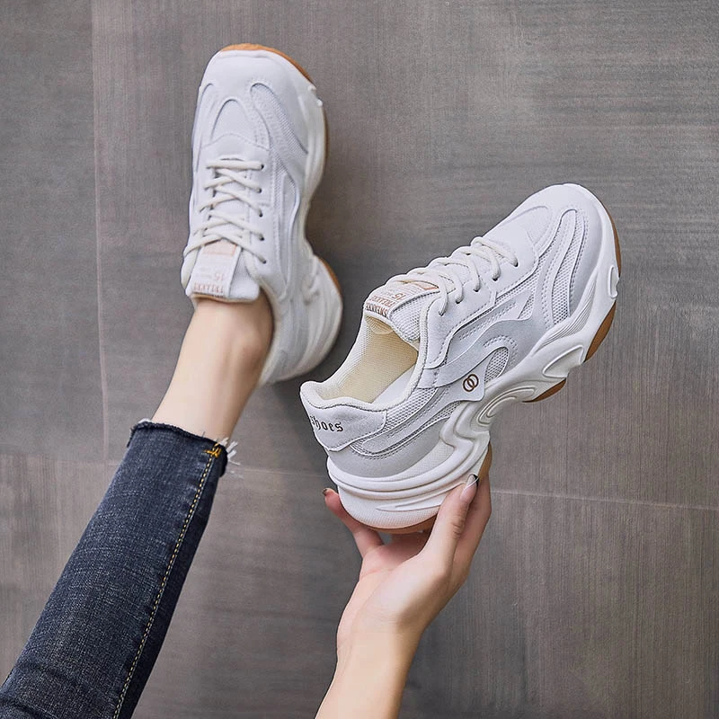 

2021 autumn new Korean style student leisure sports shoes women's thick soled running shoes women's trend dad shoes