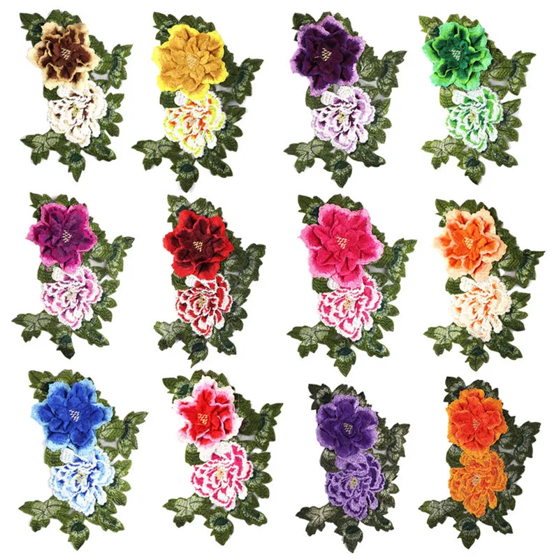 1 шт. нашивки в виде цветков розы пришитые на 3D вышитый патч аппликация DIY Ткань