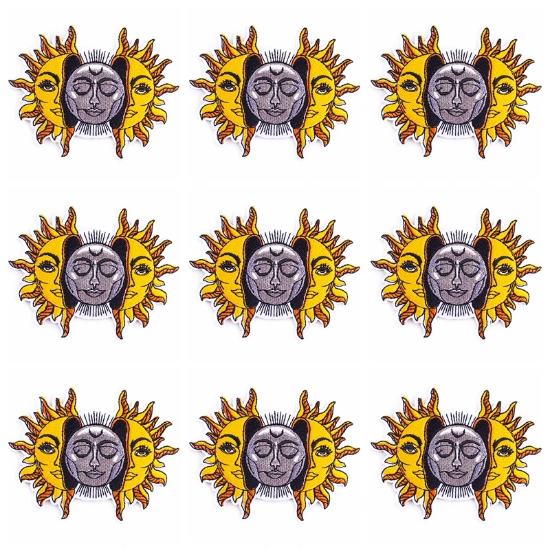 10PCS/lot Sun Moon Patches On Clothes Embroidered Patches DIY Iron On Patches For Clothing Thermoadhesive Patches Badges Jacket