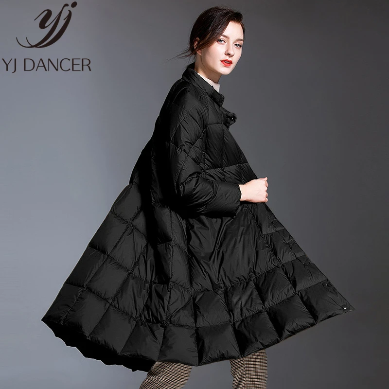 Женский пуховик толстый Повседневный длинный на белом утином пуху с шарфом