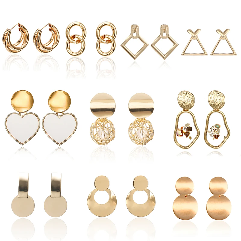 Модные серьги для женщин 2020 эффектные геометрические круглые золотого цвета