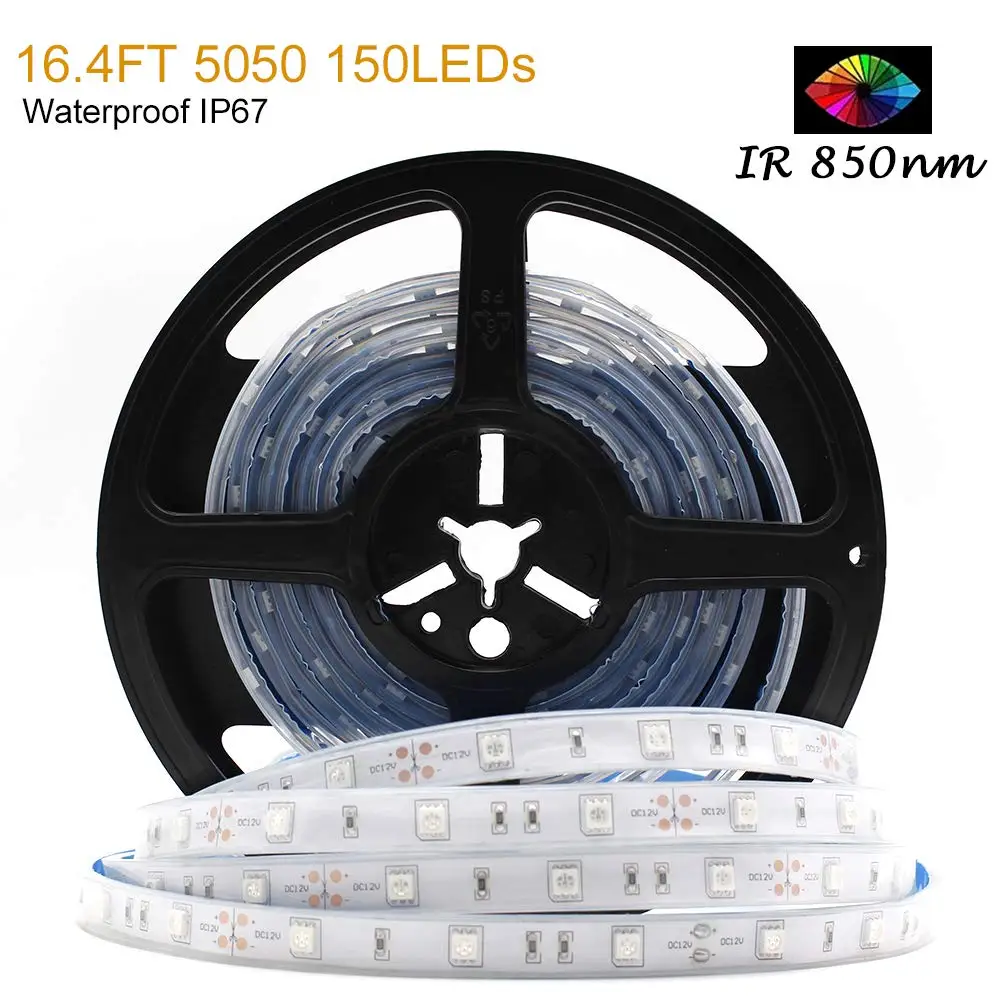 5 м 850nm ИК инфракрасный Светодиодные ленты SMD5050 30 светодиодов/м Водонепроницаемый