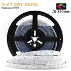 Инфракрасная Светодиодная лента SMD5050, водонепроницаемая, IP67, 12 в пост. Тока, 7,2 Вт на метр, 5 метров