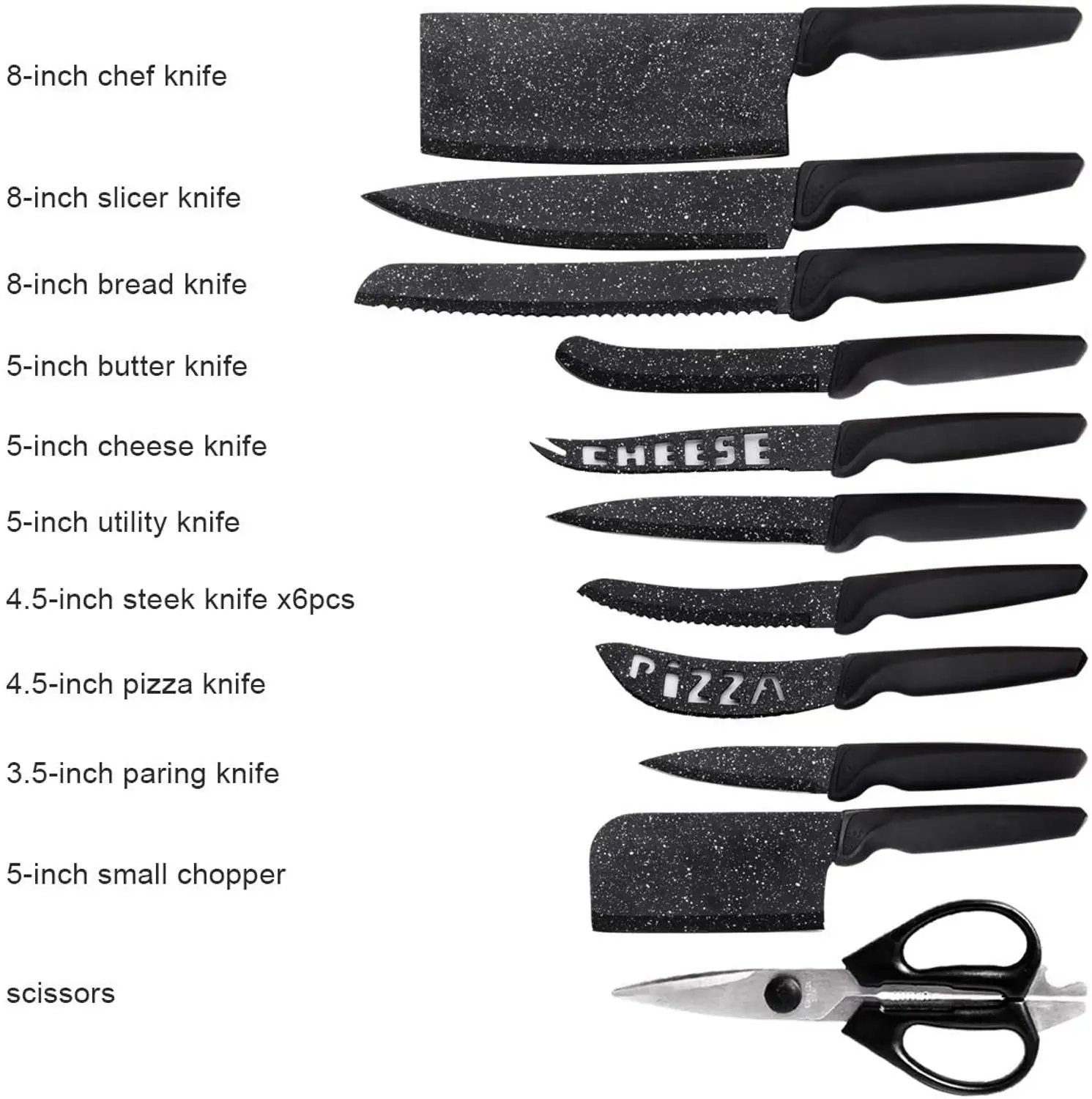 

17PCS Acrylic Knife Set Professional Kitchen Stainless Steel Sharp Chef Knife Set Block Steak Knives Non-Slip Handle Scissors