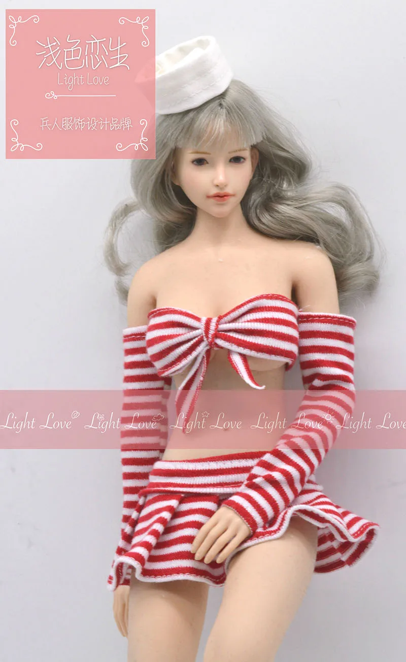 

1/6 Female Sexy Navy Suit Hat Tops Skirt Clothes Set Fit 12'' Soldier PH TBL Action Figure Body