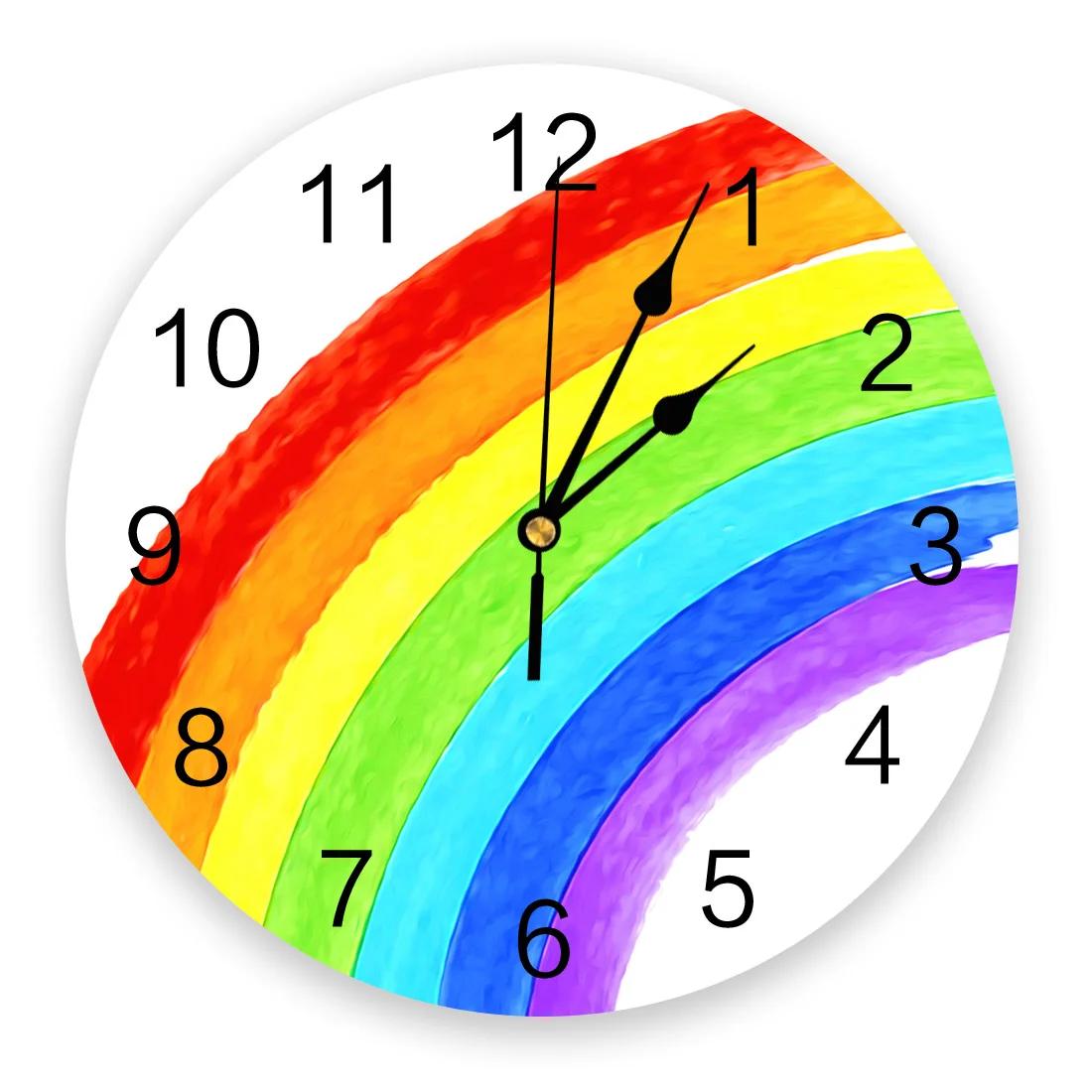 

Modern Wall Clock Rainbow Gradient Hand Drawn PVC Wall Clock Home Decor Bedroom Silent Oclock Watch Wall for Living Room