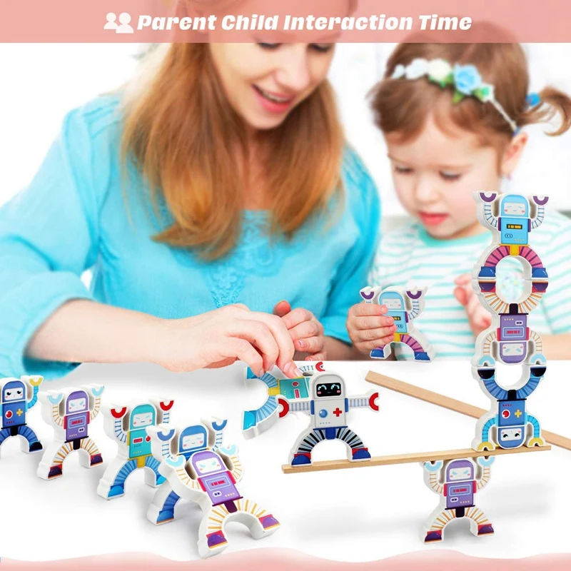 

Wooden Acrobatic Troupe Interlock Toys Balance Stacking High Building Blocks Games Toddlers Kids Educational Toys (12Pc)