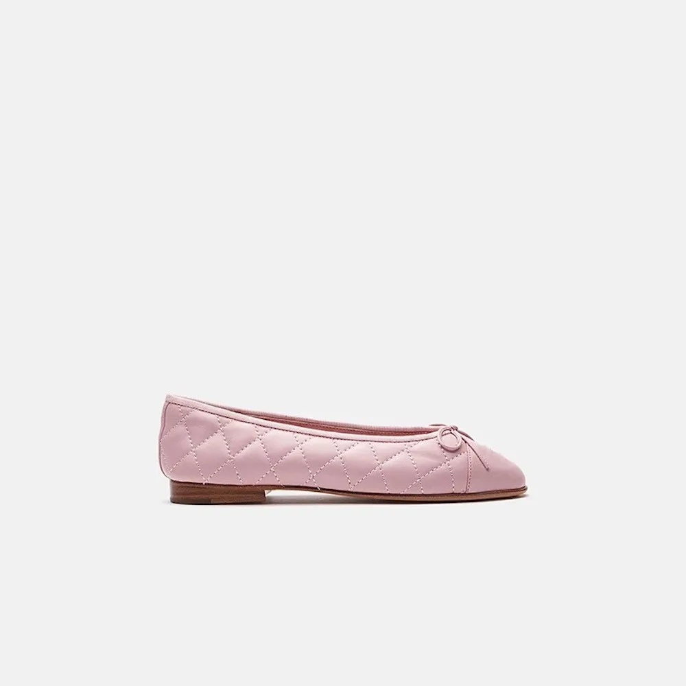 Pink Quilted Женская обувь; Лидер продаж; дышащая обувь; женская обувь из натуральной кожи; Новые Модные балетки на плоской подошве для женщин; большие размеры 34-42 - Цвет: Pink Quilted