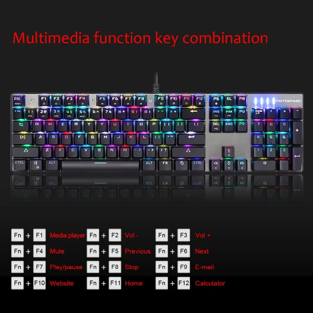 Motospeed CK888 механическая клавиатура с RGB подсветкой светодиодсветодиодный USB