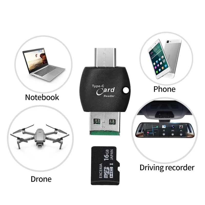 ankndo micro sd кардридер usb c otg 2 в 1 20 tf кардриде