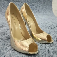 sexy gold snakeskin pumps high heel evening party women pumps spring autumn new peep toe fashion stiletto fish mouth 11cm heels