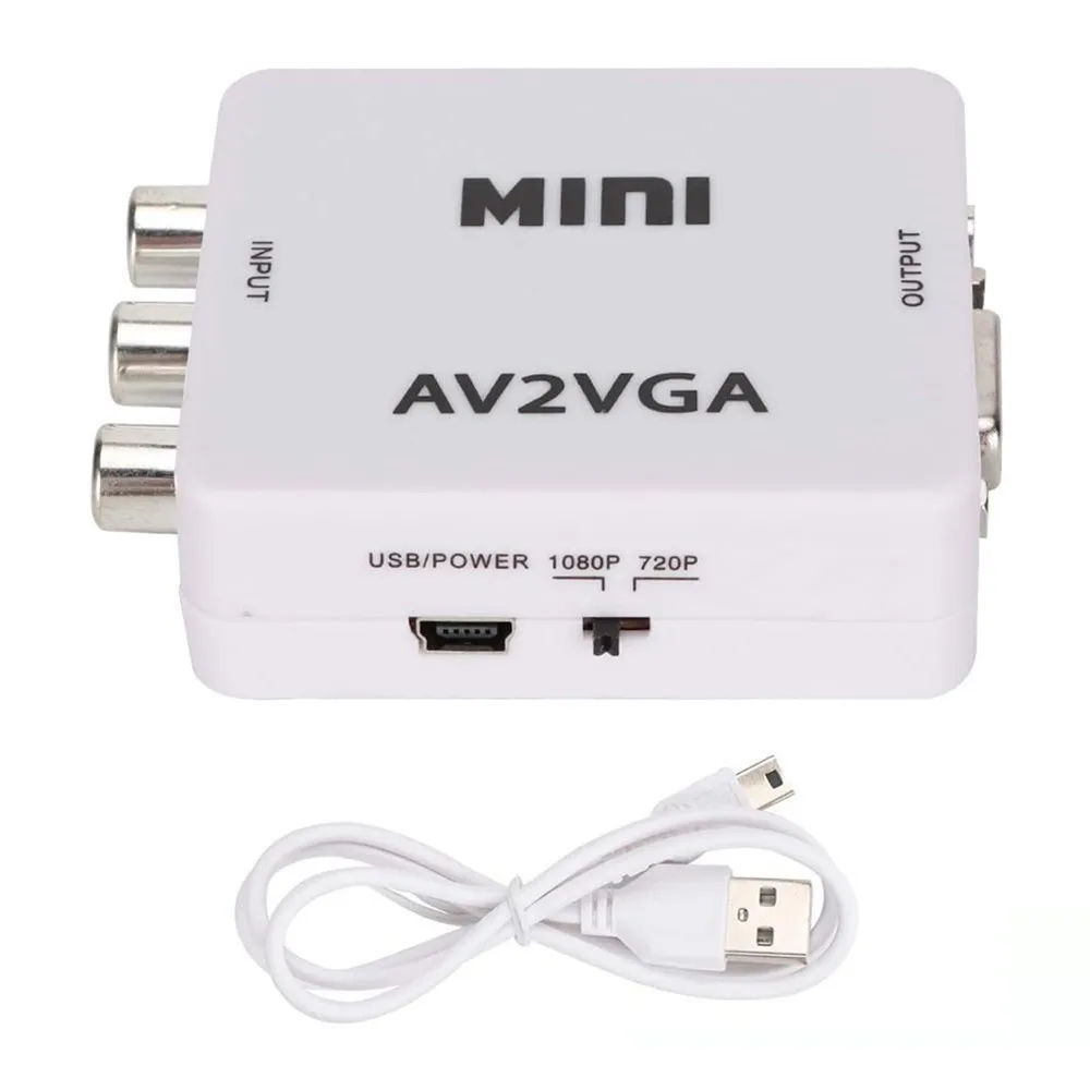 Мини-преобразователь RCA в VGA AV2VGA VGA2AV преобразователь с 3 5 мм аудио видео для ПК на