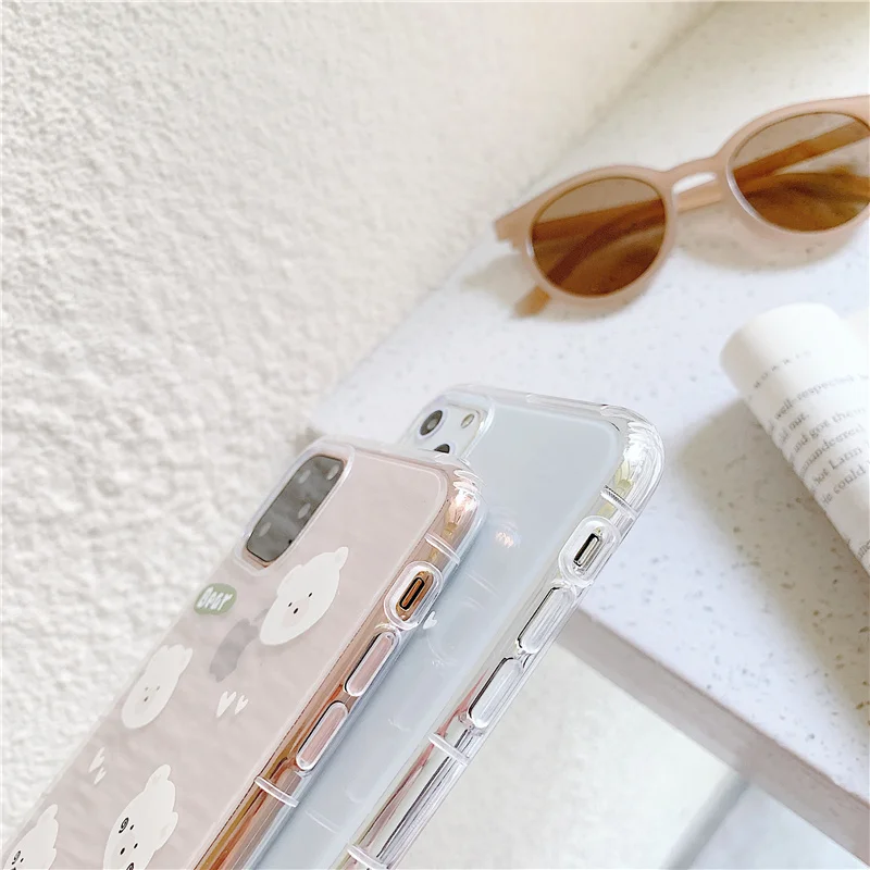 Милые корейские чехлы для телефонов с медведем iphone 11 Pro сердечками и медведями Xs