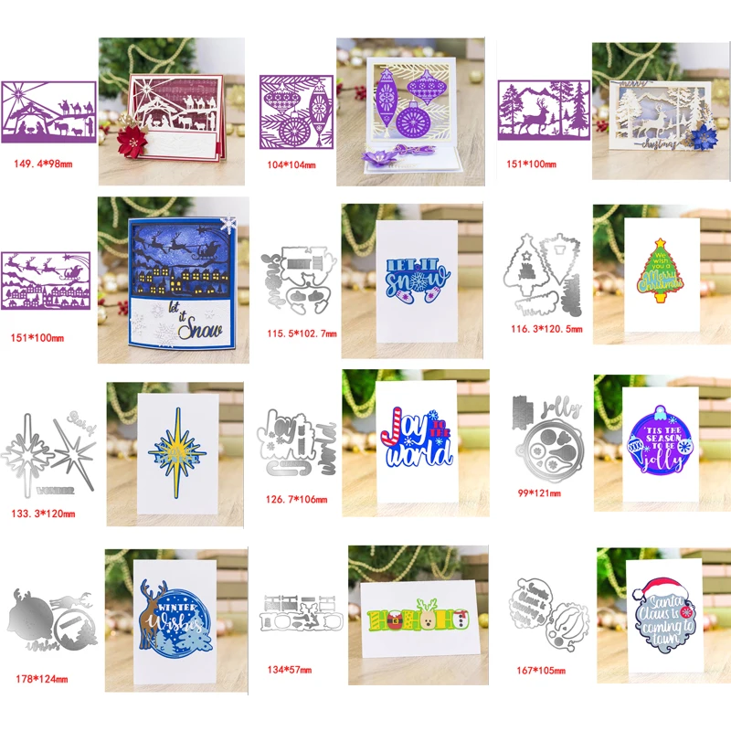 

New Winter Theme Christmas Scenery Tree Elk Star Words Metal Cutting Dies Scrapbooking Album Paper Diy Embossing Card 2020