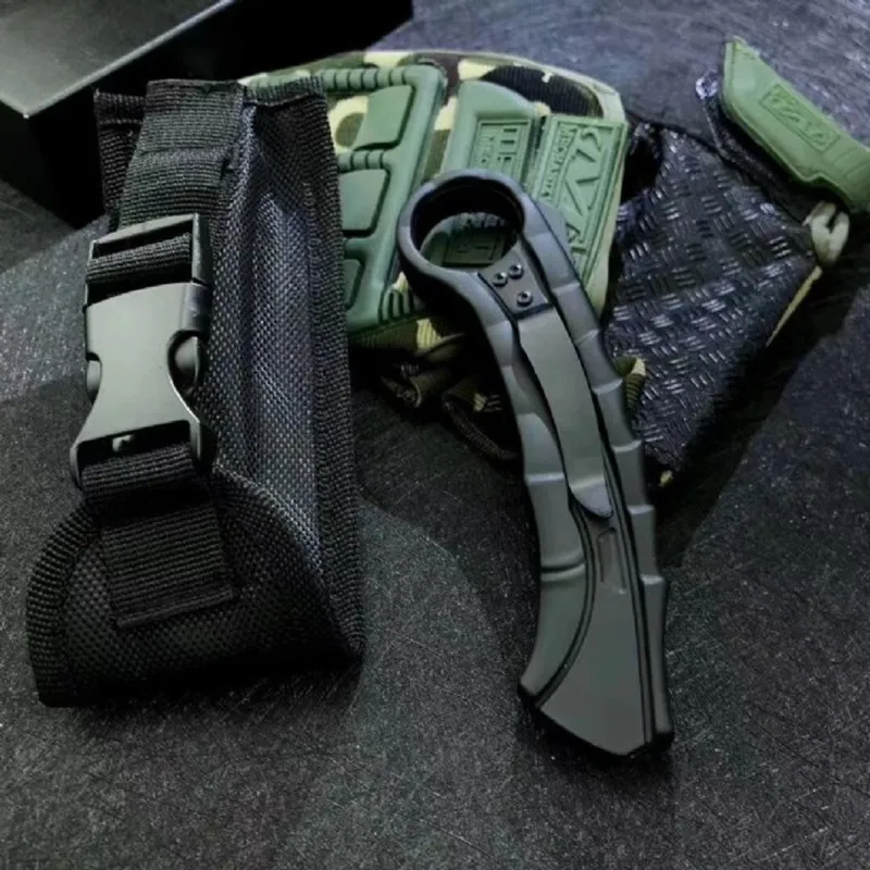 

Karambit Folding Knife D2 Blade Tactical Camping Combat Survival Hunting Pocket Claw Knives EDC Fighting Tools Nylon set