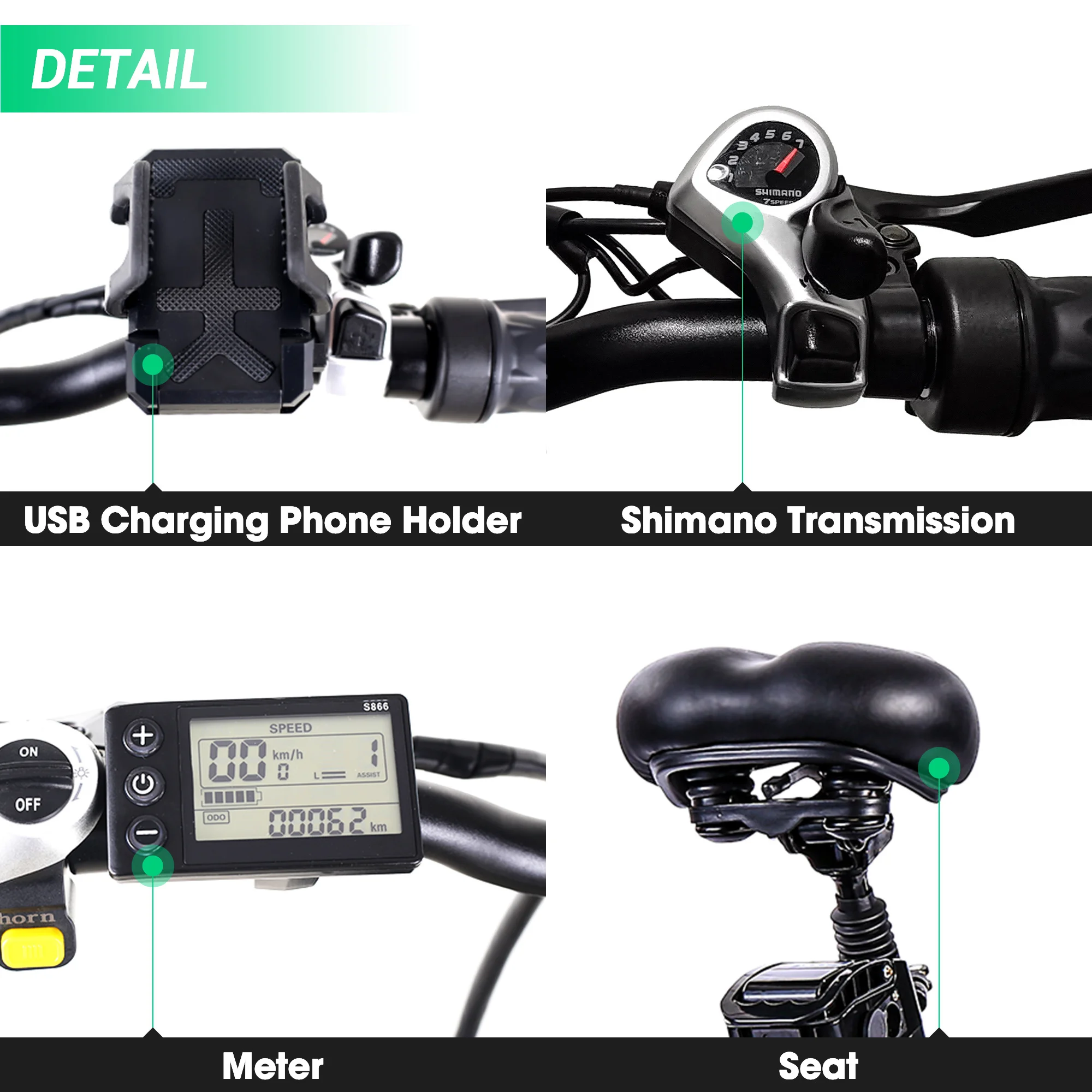 Electric bike 45km/h 800W 500W Fat tire Mountain 7Speed electric bicycle 20&quot Off road vtt ebike |