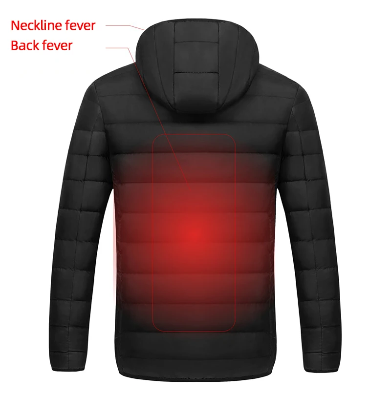 Модная мужская куртка с подогревом однотонное пальто капюшоном