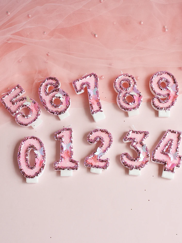 Блестящие Розовые цифры топперы для торта на день рождения свадьбы вечевечерние