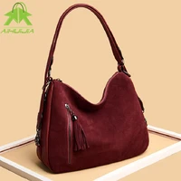 luxury solid color scrub women shoulder bag fashion tassel messenger bag high quality the new high capacity simple shoulder bags