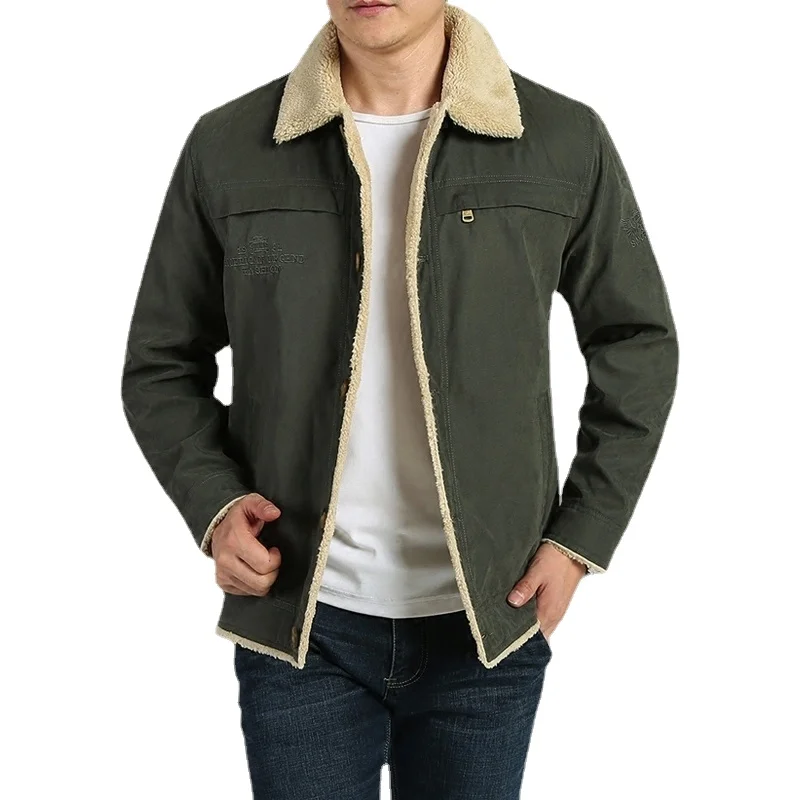 NEW Fall Winter Padded Jacket Men's Loose Padded Jacket Men's Plus Velvet Thick Tooling Lapel Youth Padded Jacket Warm Top M-4XL