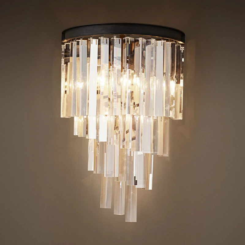 Американская Хрустальная настенная лампа для спальни коридора кабинета