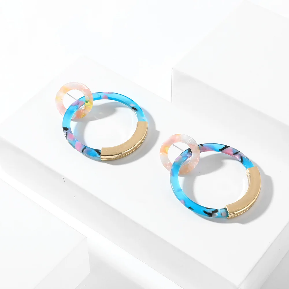 Женские акриловые серьги большие круглые сережки из ацетатного сплава