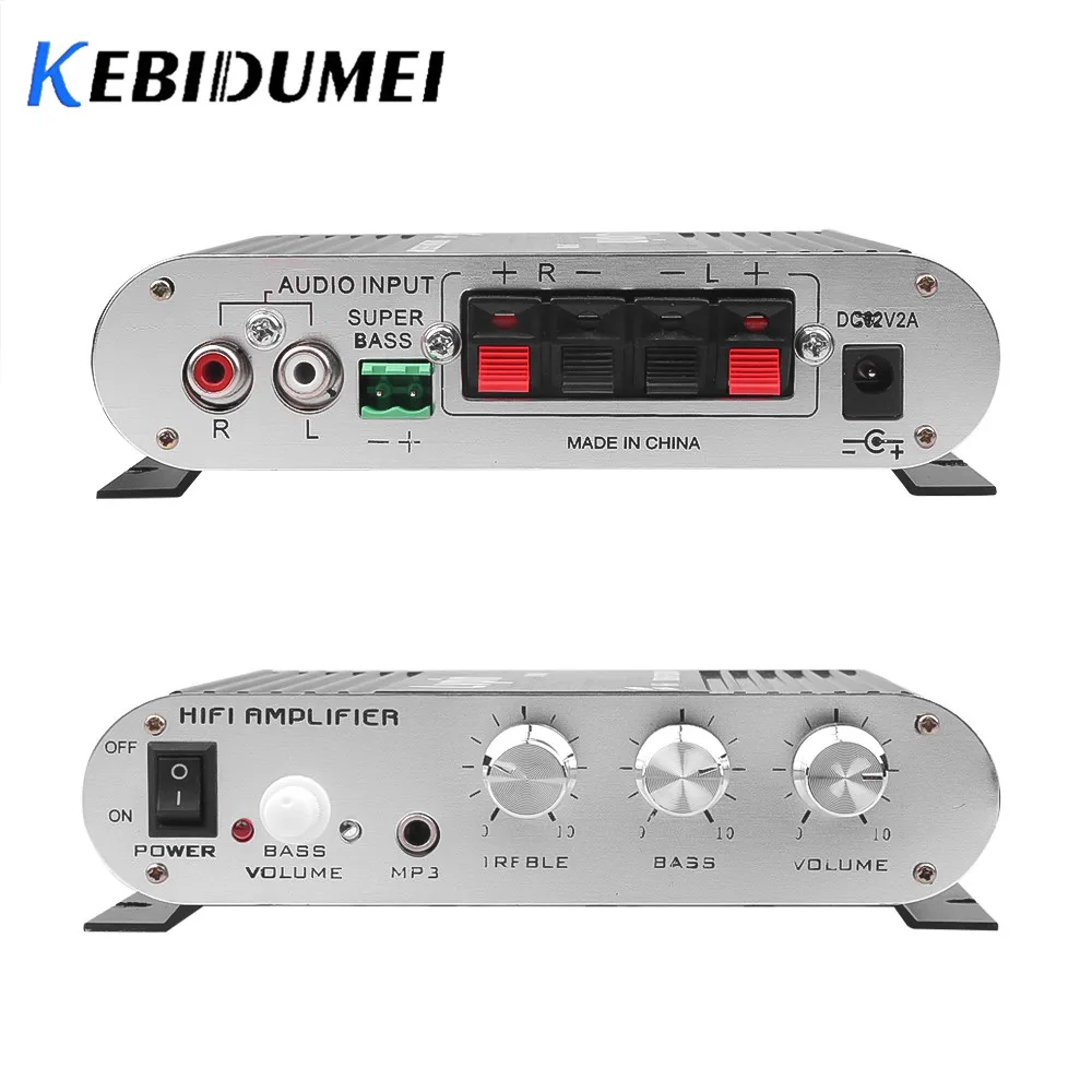 Kebidumei мини Hi Fi стерео усилитель CES для LVPIN 12 В 200 Вт MP3 автомобильное радио аудио