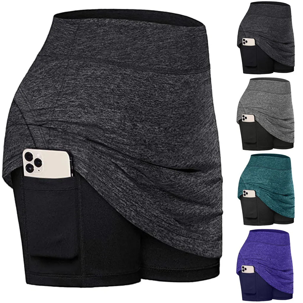 Женские теннисные юбки для бега и йоги эластичные спортивные шорты с карманами