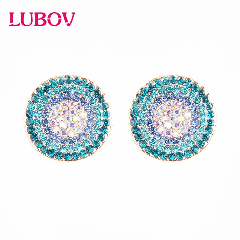 LUBOV светло голубые круглые серьги гвоздики женские модные Благородные Свадебные
