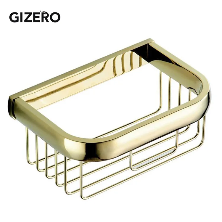 Golden GIZERO аксессуар для ванной комнаты медный латунный держатель для бумаги Настенный хром/черный/Античная корзина полка для душа шампунь для хранения ZR2531 - Цвет: Golden