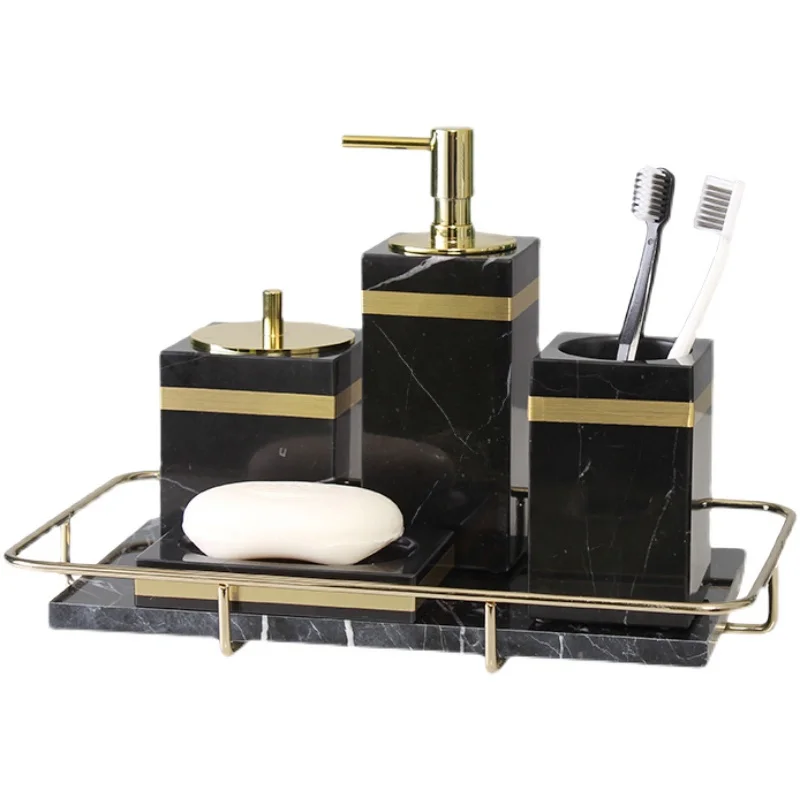 marble bathroom set liquid soap dispenser toothbrush holder gargle cup tray cotton swabtissue box sell separately nordic style free global shipping