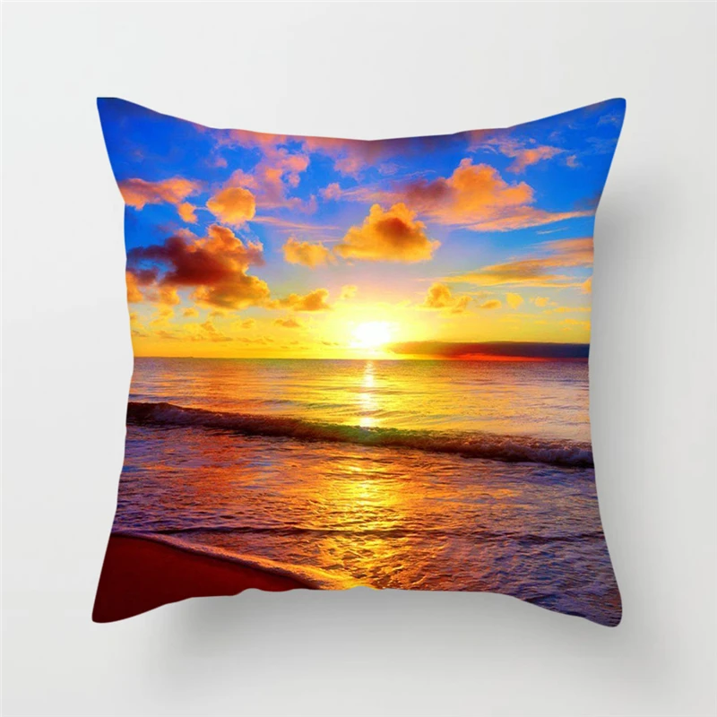 Наволочка для подушки fubatacchi Sunrise Sunset Waterfall красивый чехол домашний диван