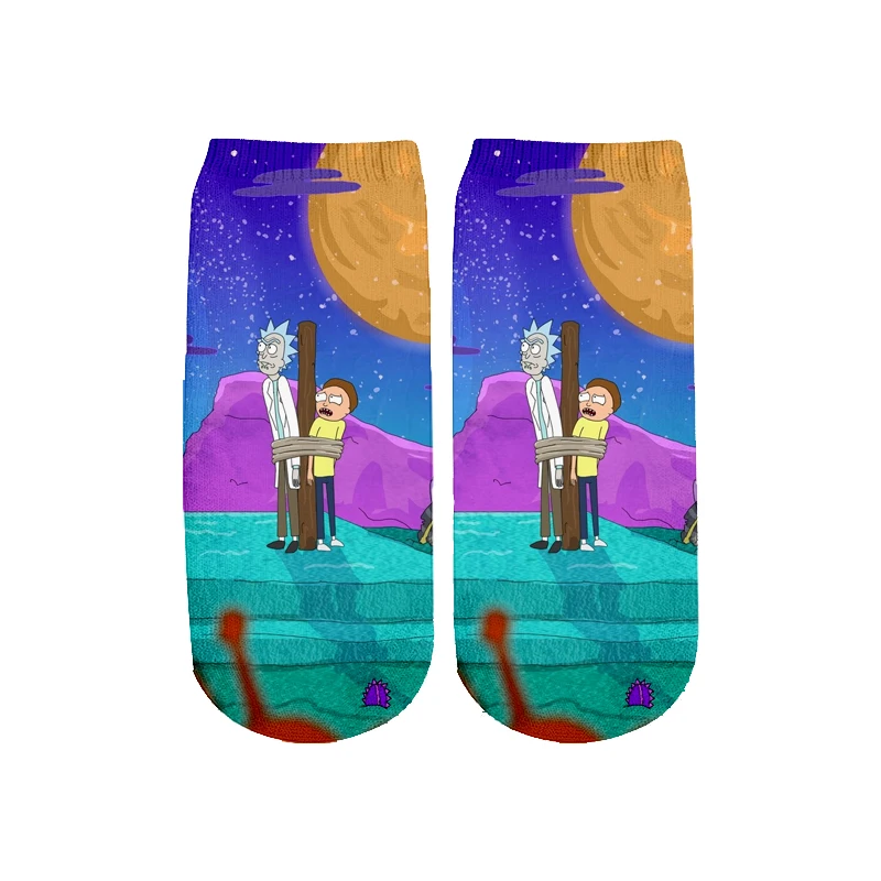 Новейшие Rick and Morty 3D печатных мультфильм милые короткие носки для мужчин женщин harajuku корейские носки RS-011 - Цвет: 15