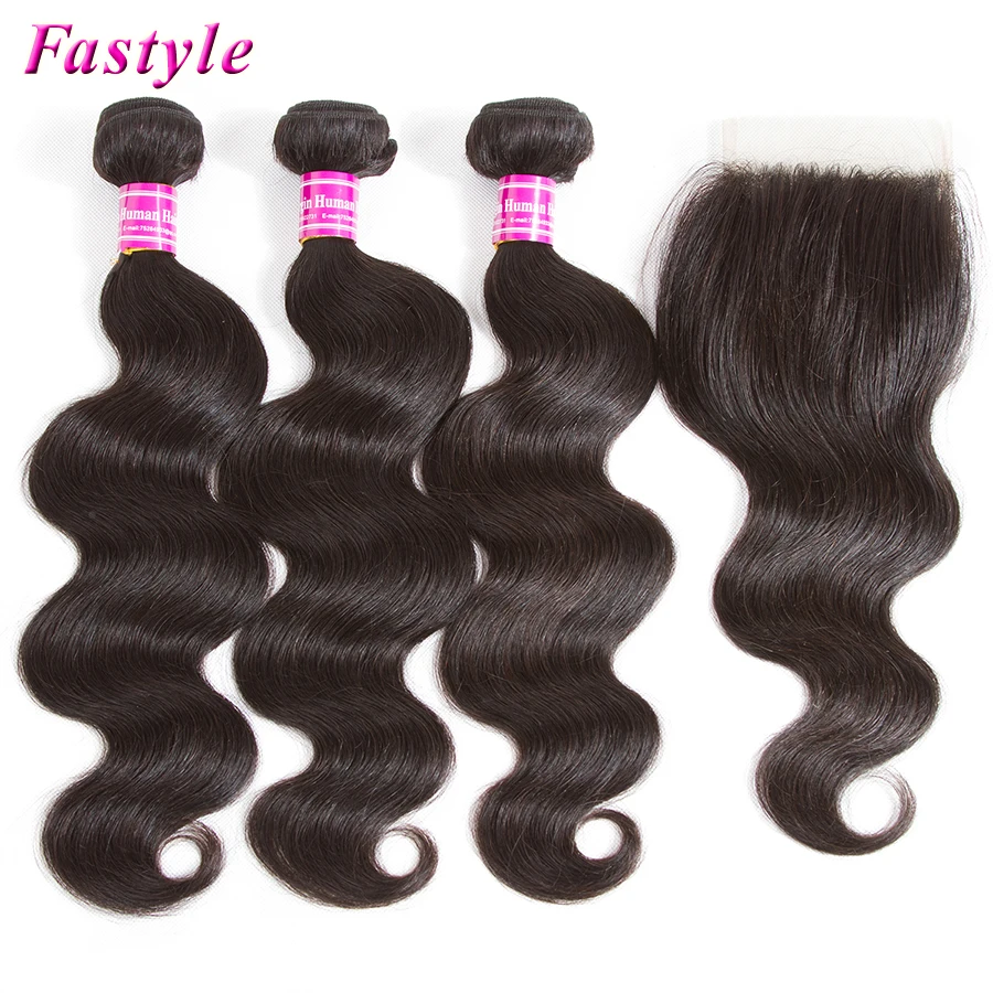 Необработанные бразильские необработанные волнистые волосы 3 пряди с кружевной