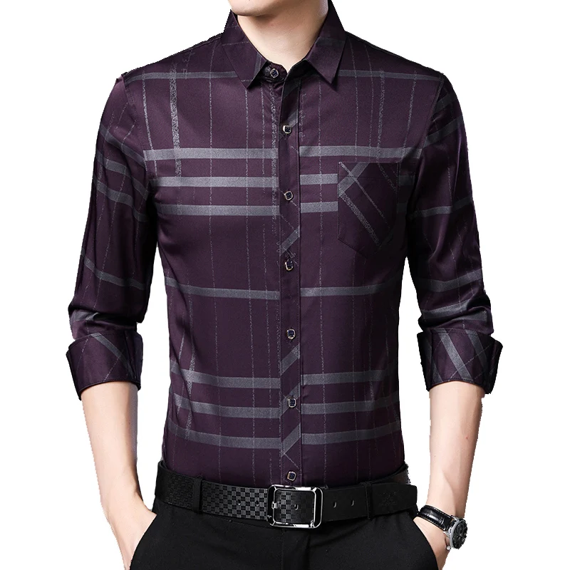 Новинка брендовые роскошные мужские рубашки весенние с длинными рукавами