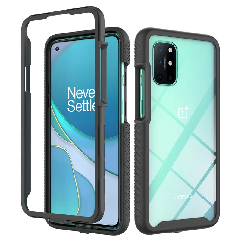 

For Oneplus 8 Pro Case Soft Bumper + Crystal Case Clear Hard Back Panel 360 Protect Shockproof Cover for Oneplus 8T Shell